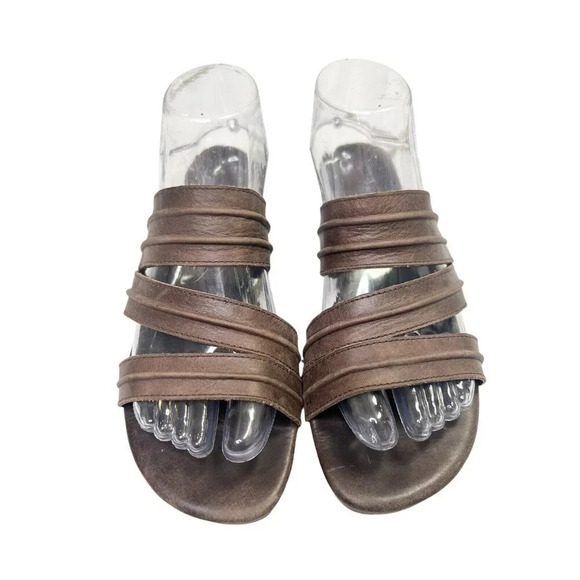 ELF Handmade Leather Sandals 9 Brown 3 Strap Boho Strappy Bali Granola Girl - Picture 5 of 11